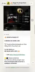 Oferta real Dark Lab no grupo Pingo Fit